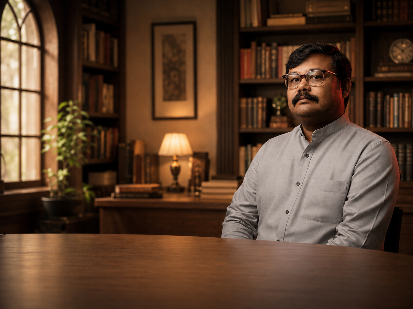 Sampathkumaar, author and founder, in his study